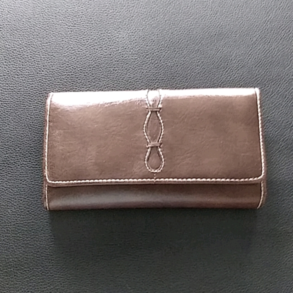 Solid Brown Wallet with white embroidery